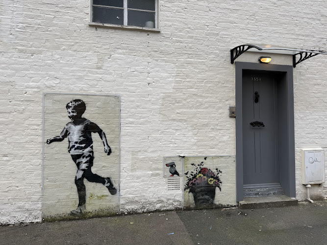 Banksy Art - Boy, CCTV Pigeon, Flowers